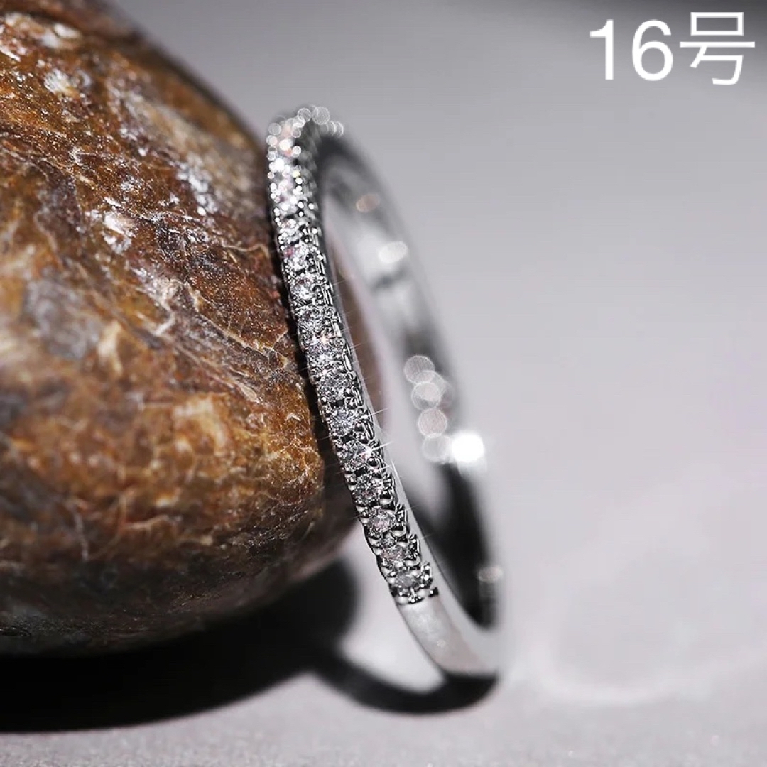 高級 小粒 CZダイヤ シンプル ハーフエタニティ リング ＊シルバー＊ レディースのアクセサリー(リング(指輪))の商品写真
