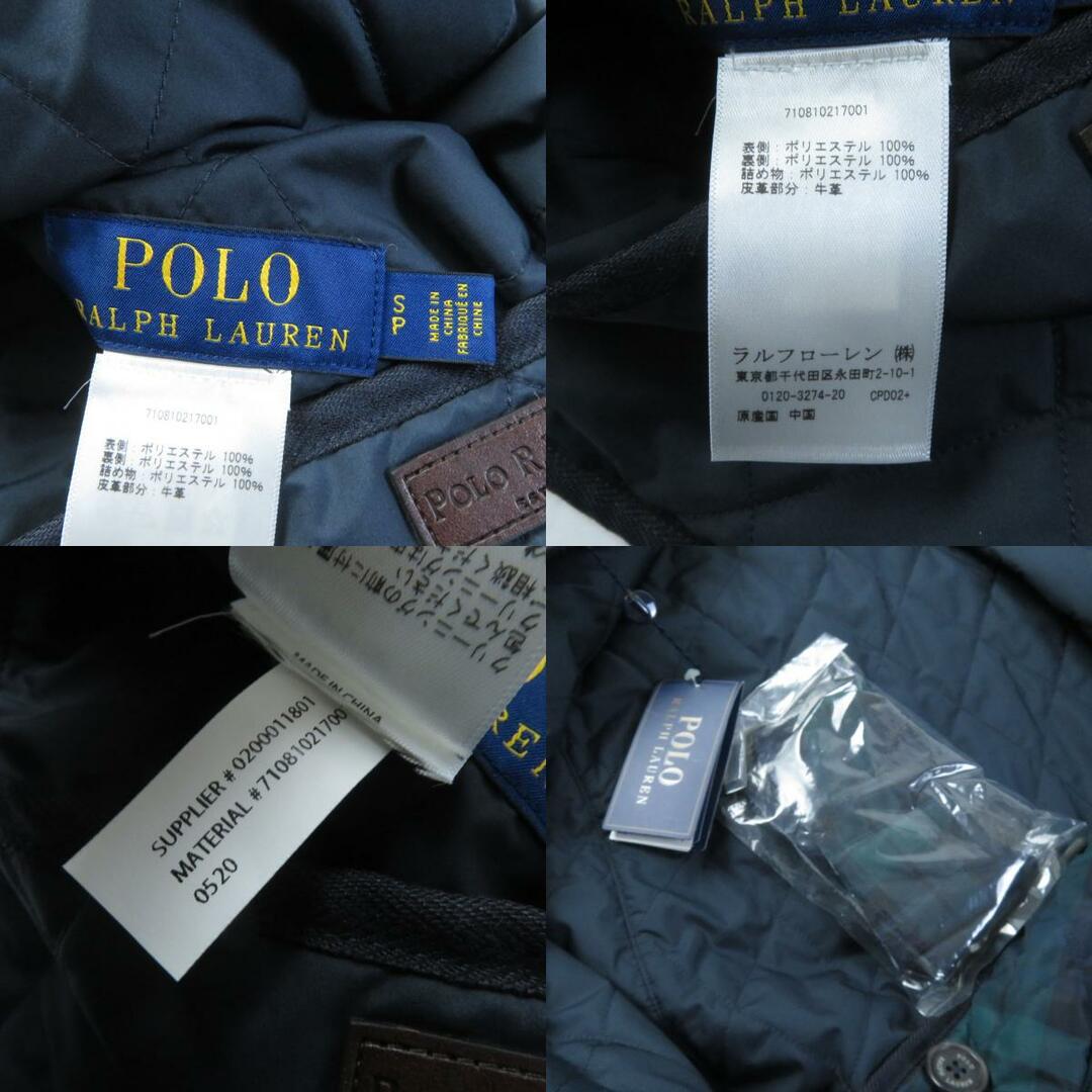 POLO RALPH LAUREN(ポロラルフローレン)の未使用品 POLO RALPH LAUREN ポロ・ラルフローレン リバーシブル チェック柄 レザー使い 中綿 キルティングジャケット グリーン ネイビー S レディース レディースのジャケット/アウター(ブルゾン)の商品写真