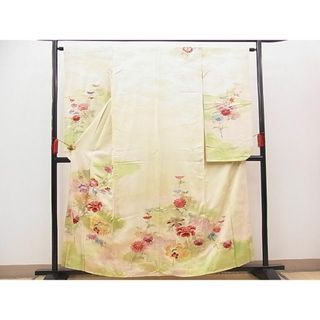 平和屋野田店■小振袖　駒刺繍　四季草花文　暈し染め　金銀糸　銀彩　逸品　n-sa3959(振袖)