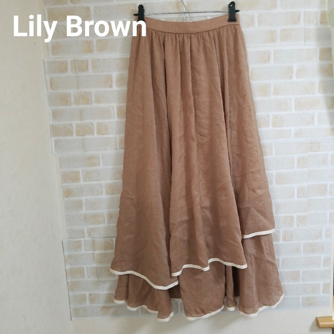 Lily Brown(リリーブラウン)のLily Brown 裾パイピングシフォンスカート レディースのスカート(ロングスカート)の商品写真