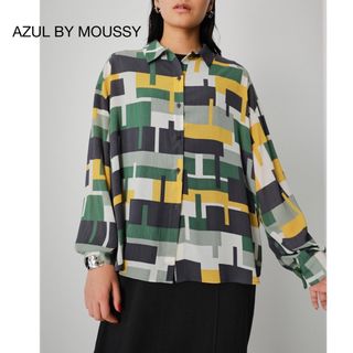 アズールバイマウジー(AZUL by moussy)のAZUL BY MOUSSY 　ジオメトリックパターンシアーシャツ(シャツ/ブラウス(長袖/七分))