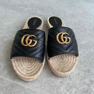 グッチ(Gucci)のGUCCI GGマーモント　サンダル　エスパドリーユ　36  ブラック(サンダル)