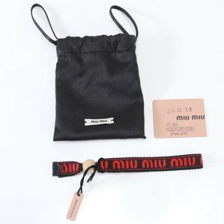 ミュウミュウ(miumiu)のミュウミュウ 商品カード付 5IB338 ブレスレット ロゴ ウッドビーズ ファブリック ブラック 黒 アクセサリー レディース EPM S9-4(ブレスレット/バングル)