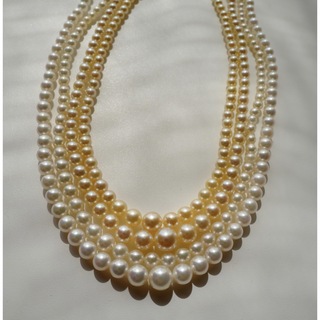 ミキモト(MIKIMOTO)の新品未使用　あこや真珠　本真珠　グラデーション ネックレス　ピンクホワイト系(ネックレス)