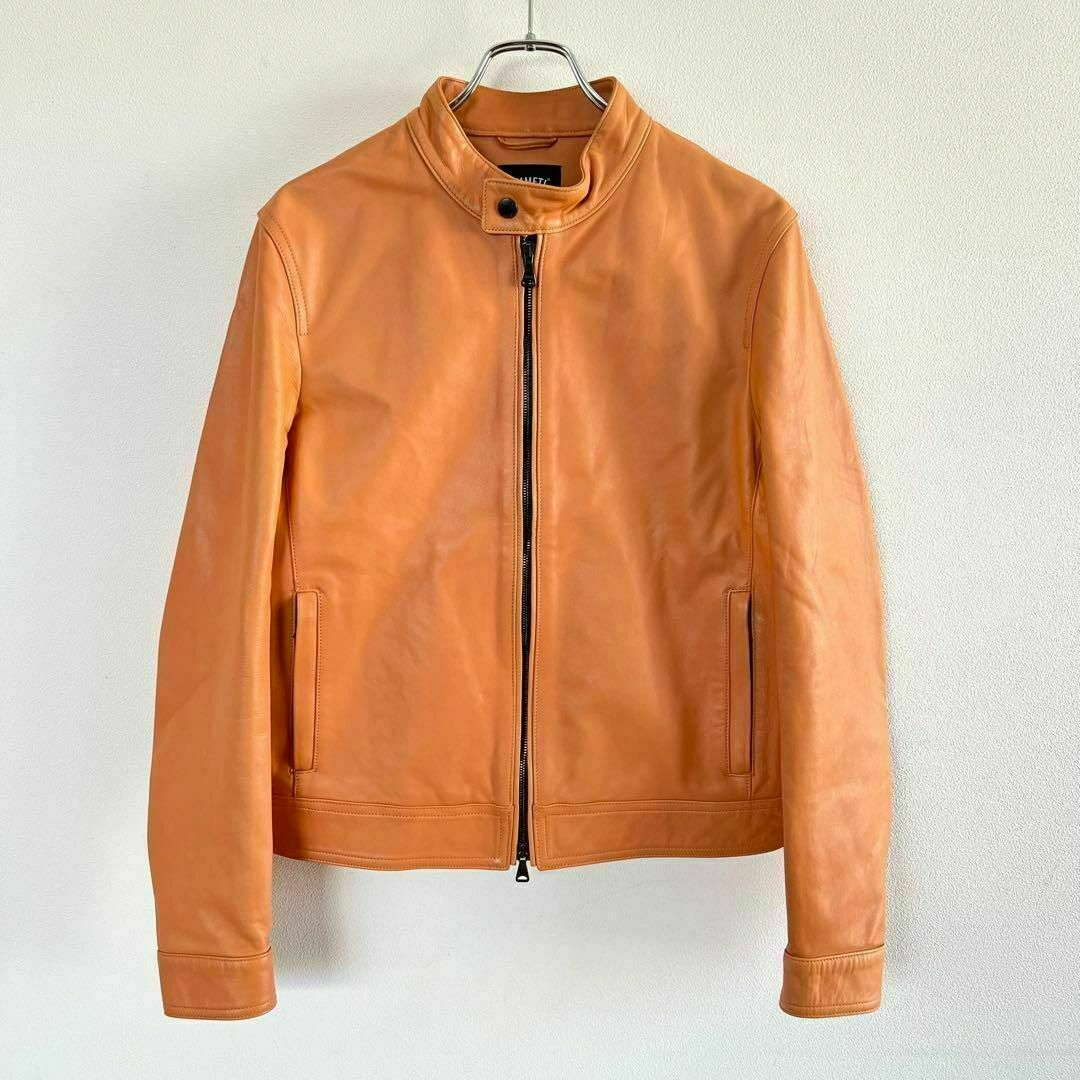 EMMETI(エンメティ)のエンメティ JURI ライダースジャケット オレンジ メンズのジャケット/アウター(ライダースジャケット)の商品写真
