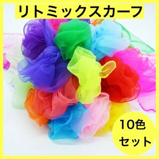 リトミックスカーフ 10色 オーガンジー シフォン 知育 教材 レインボー 原色(知育玩具)