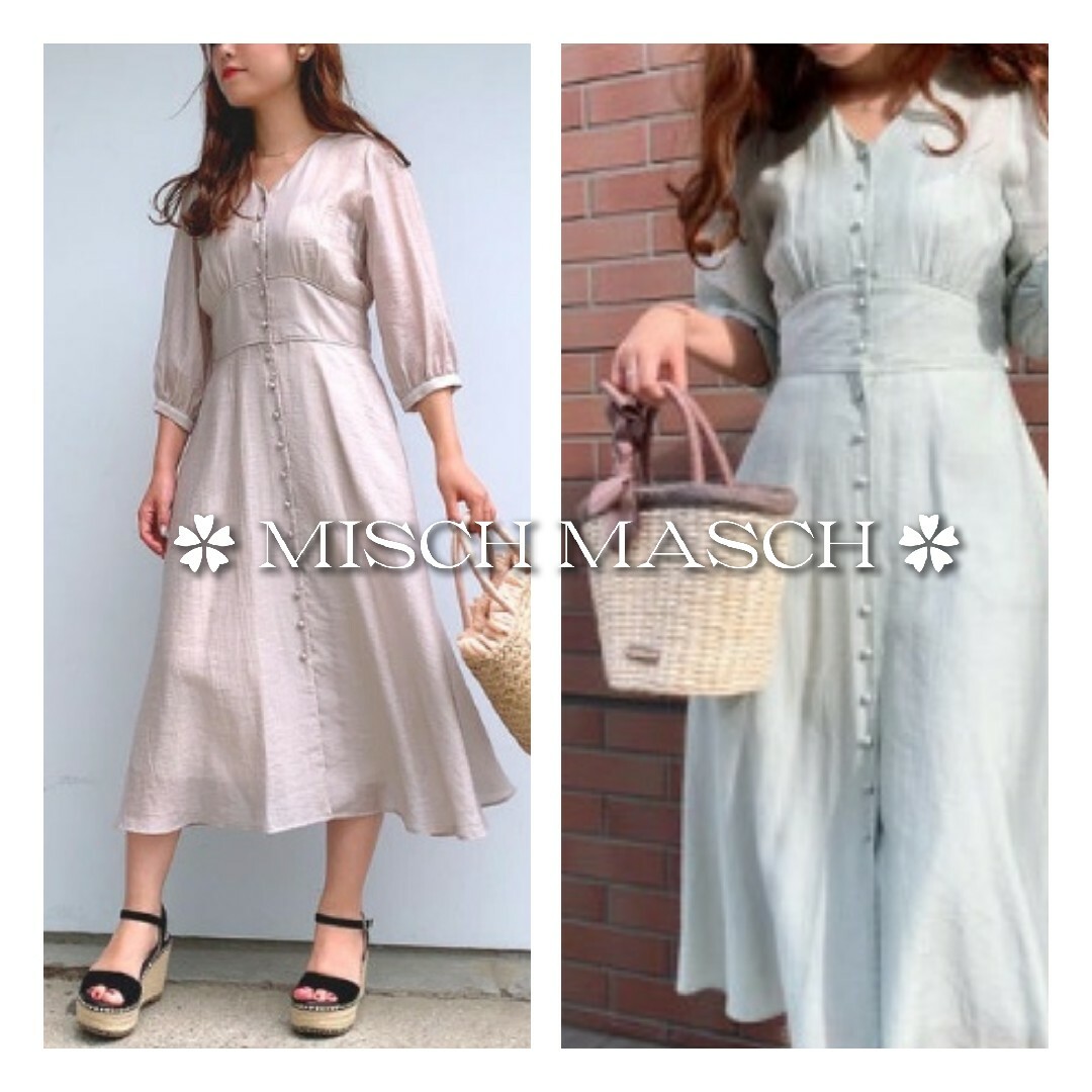 MISCH MASCH(ミッシュマッシュ)の美品 MISCH MASCH 後ろリボン シアーシャツワンピース レディースのワンピース(ロングワンピース/マキシワンピース)の商品写真