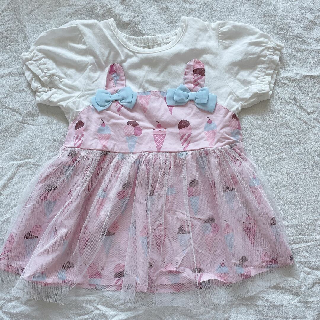 coeur a coeur(クーラクール)のcoeur a coeur  アイス柄チュニック　100 キッズ/ベビー/マタニティのキッズ服女の子用(90cm~)(Tシャツ/カットソー)の商品写真