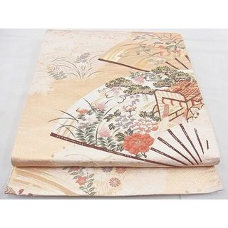 平和屋野田店■六通柄袋帯　唐織　道長重扇面文　本金二重箔　逸品　n-gt3754(帯)