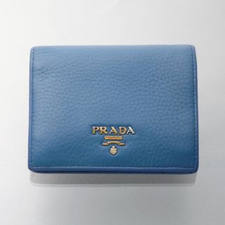 プラダ(PRADA)のK3430M 良品 プラダ ロゴ金具 本革 二つ折 コンパクト 財布 ITALY(財布)