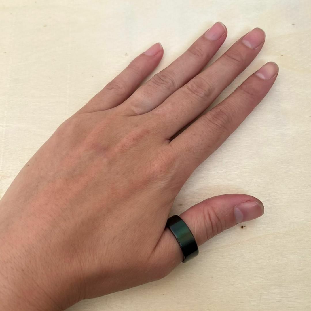 アレルギー対応◎平打ち8mmブラックリング　指輪 レディースのアクセサリー(リング(指輪))の商品写真