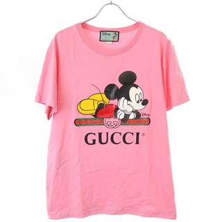 グッチ(Gucci)のGUCCI×Disney グッチ×ディズニー ミッキーマウスプリント オーバーサイズTシャツ ピンク M 492347 XJB7W(Tシャツ/カットソー(半袖/袖なし))