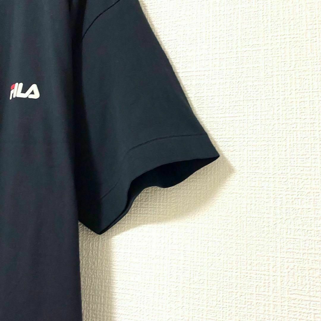 FILA(フィラ)のTシャツ 半袖 フィラ ワンポイントロゴ ブラック 黒 L コットン 綿 メンズのトップス(Tシャツ/カットソー(半袖/袖なし))の商品写真