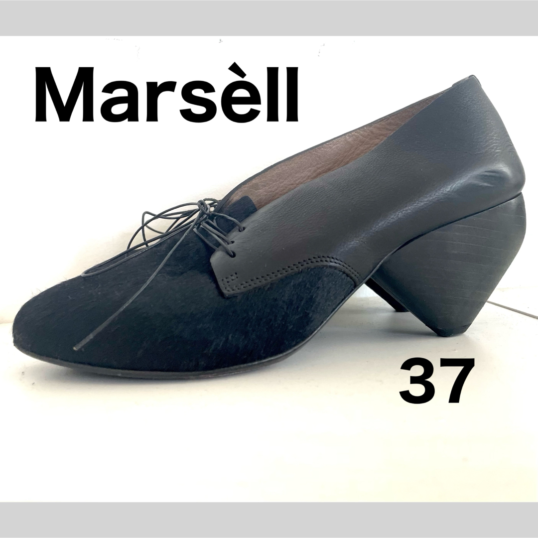 MARSELL(マルセル)の定価15万円！marsellレザーシューズ　ブラック　ソールデザイン　ほぼ未使用 レディースの靴/シューズ(ハイヒール/パンプス)の商品写真