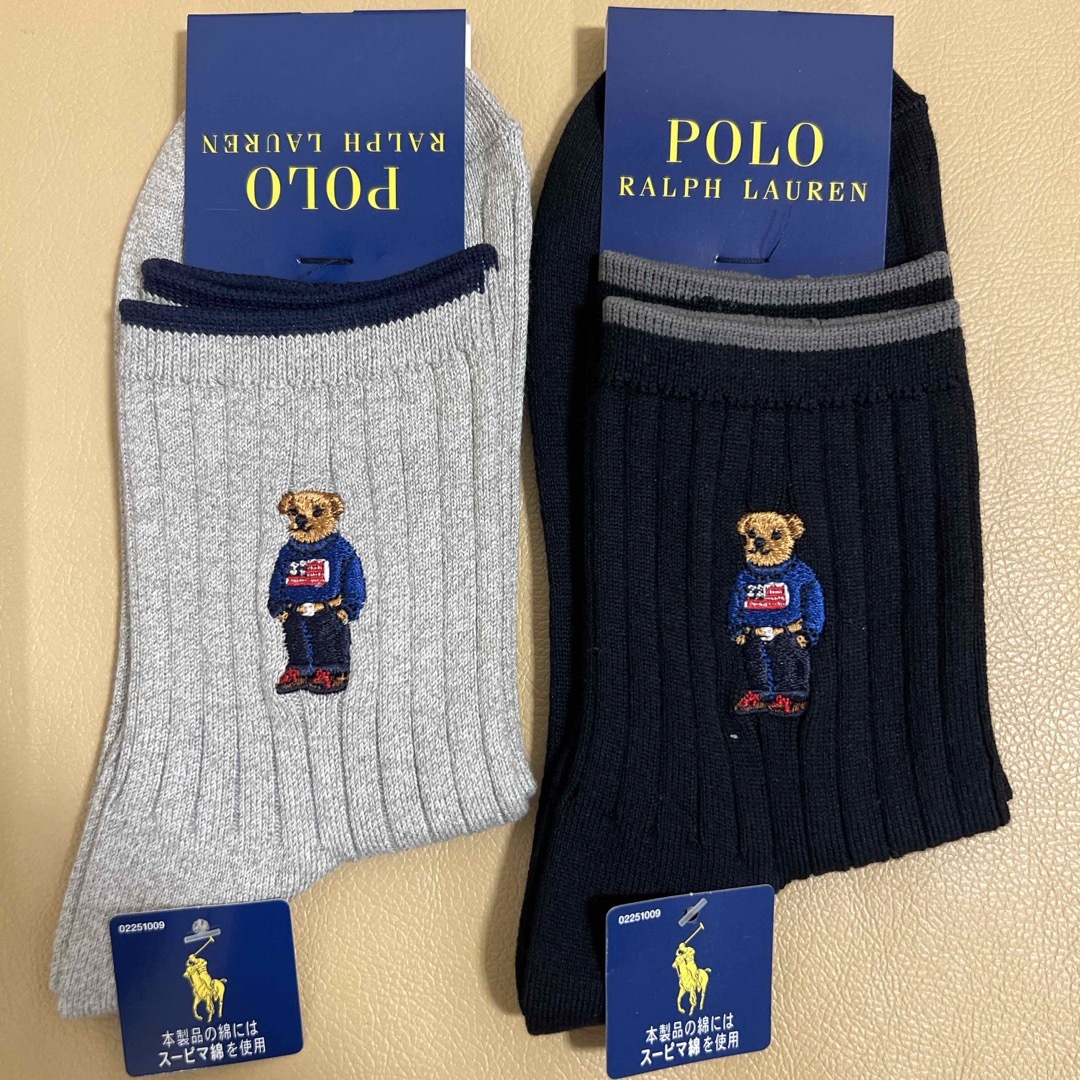 POLO RALPH LAUREN(ポロラルフローレン)の推奨品‼️ 新品　女性　ポロラルフローレン　ベアー柄綿ソックス2足組　送料無料 レディースのレッグウェア(ソックス)の商品写真