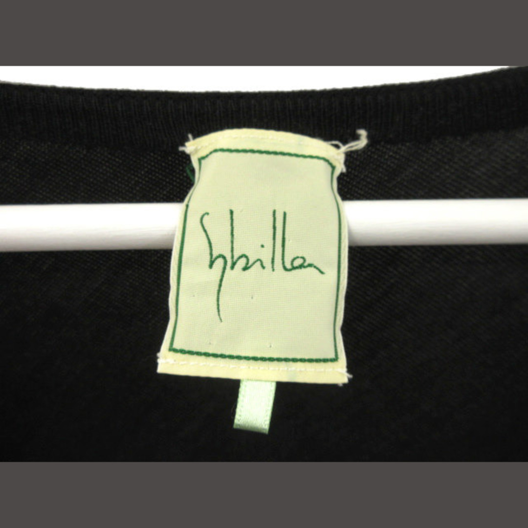 Sybilla(シビラ)のシビラ SYBILLA カーディガン Vネック シルク ブラック 黒 M 羽織 レディースのトップス(カーディガン)の商品写真