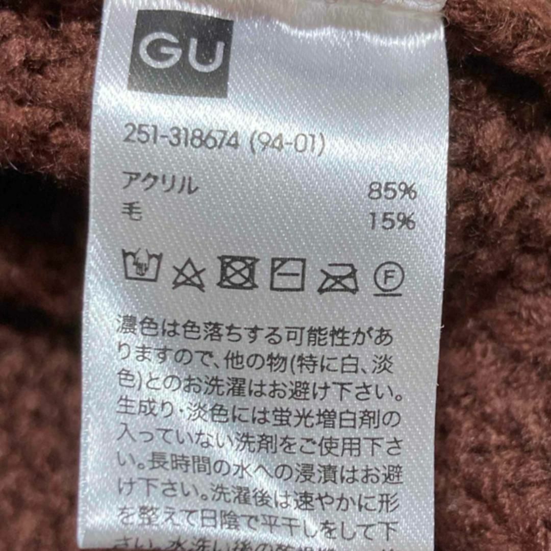 GU(ジーユー)の⭐️GUジーユー ケーブルキーネックセーター M ブラウン ウール混 レディース レディースのトップス(ニット/セーター)の商品写真