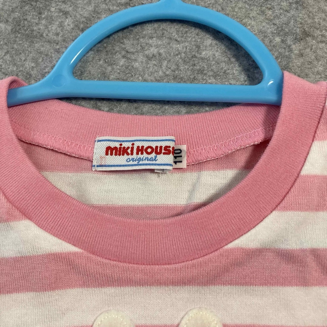 mikihouse(ミキハウス)のミキハウス　ボーダーロンT  110 キッズ/ベビー/マタニティのキッズ服女の子用(90cm~)(Tシャツ/カットソー)の商品写真