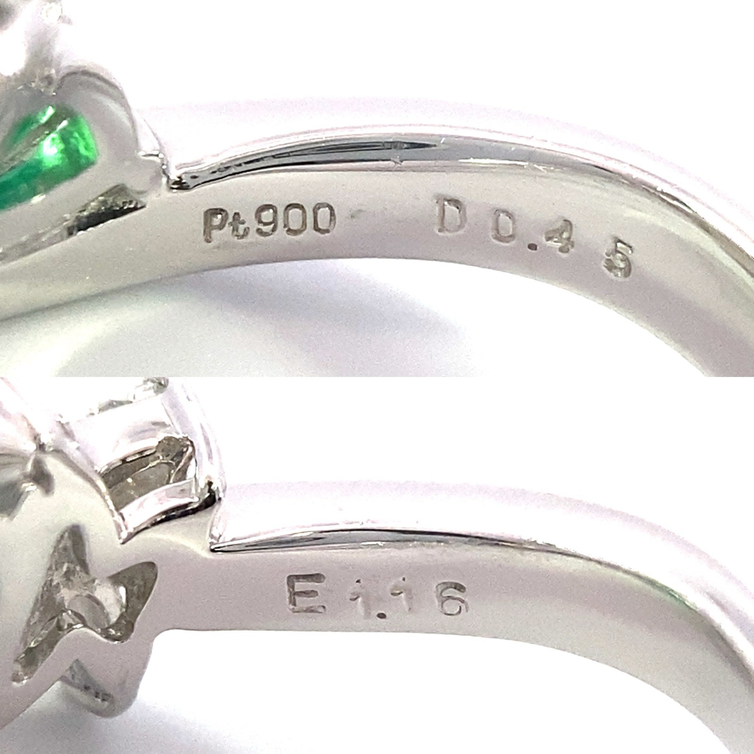 【JA-0283】Pt900 コロンビア産 天然エメラルド ダイヤモンド リング レディースのアクセサリー(リング(指輪))の商品写真