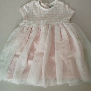 プチバトー(PETIT BATEAU)のプチバトー チュール ワンピース　ドレス半袖 ボーダー(ワンピース)