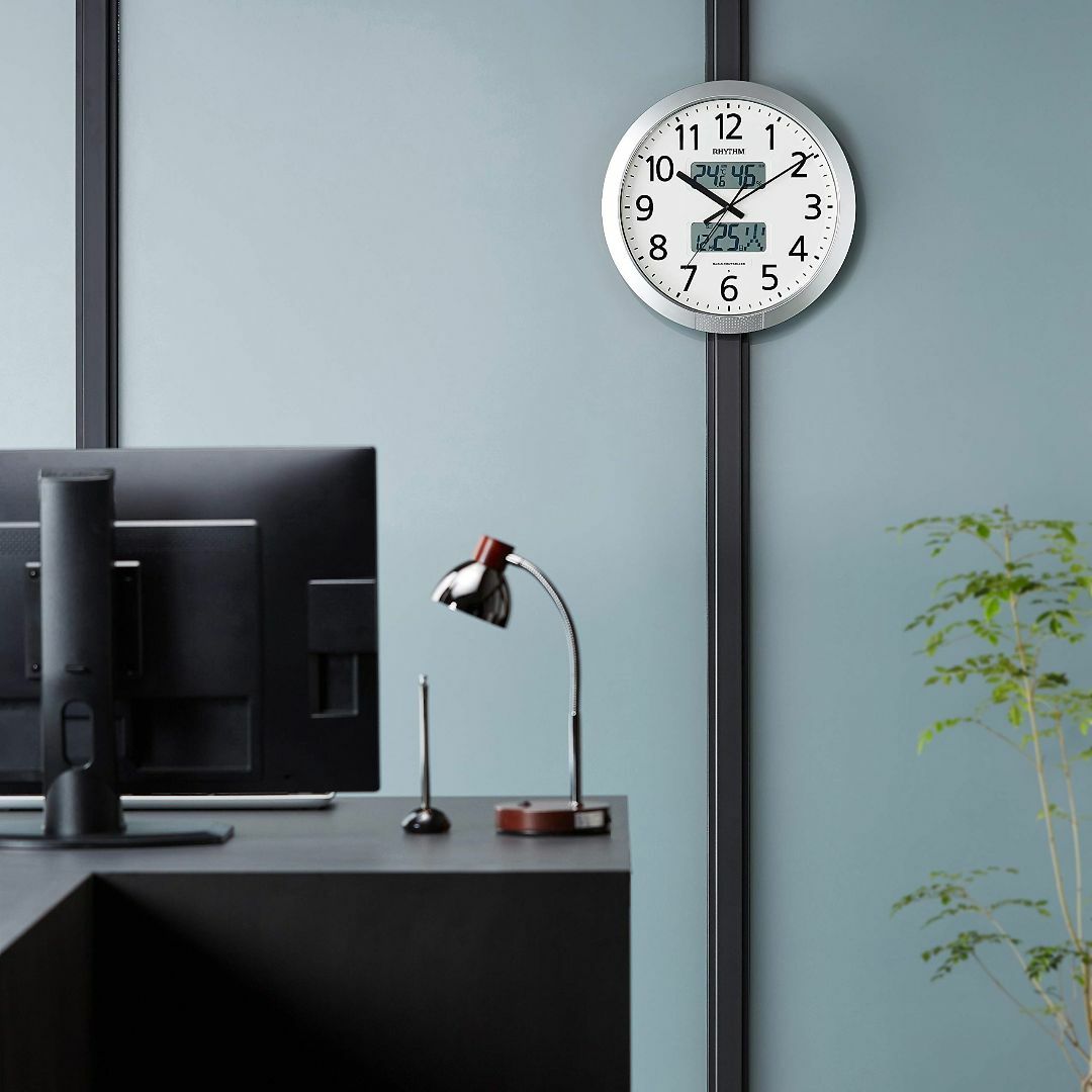 リズム(RHYTHM) 掛け時計 電波時計 オフィス 36回チャイム機能 温度  インテリア/住まい/日用品のインテリア小物(置時計)の商品写真