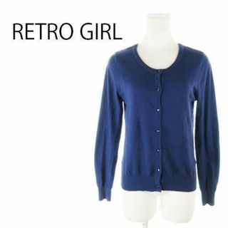 レトロガール(RETRO GIRL)のレトロガール カーディガン ニット 長袖 アンゴラ混 青 221126AH9A(カーディガン)