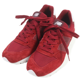 ニューバランス(New Balance)の極美品 NEW BALANCE ニューバランス M996LRD スウェードレザー使い ロゴ入り ローカットスニーカー レッド 25.5 箱付き USA製 メンズ(スニーカー)