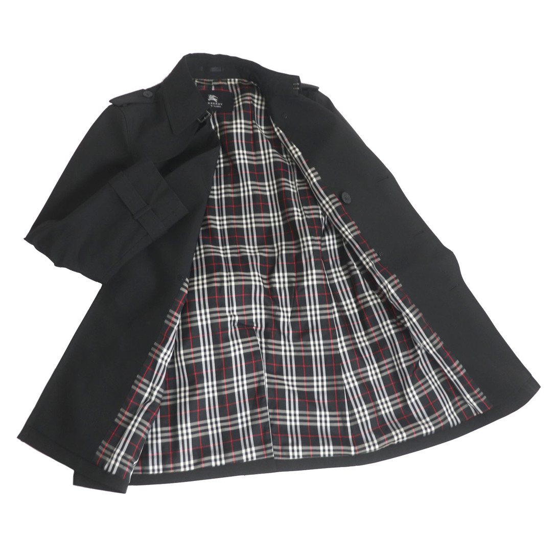 BURBERRY BLACK LABEL(バーバリーブラックレーベル)の【ドンドン見直し】良品 BURBERRY BLACK LABEL バーバリーブラックレーベル 裏チェック柄 ロゴボタン トレンチコート ブラック L 日本製 正規品 メンズ メンズのジャケット/アウター(トレンチコート)の商品写真