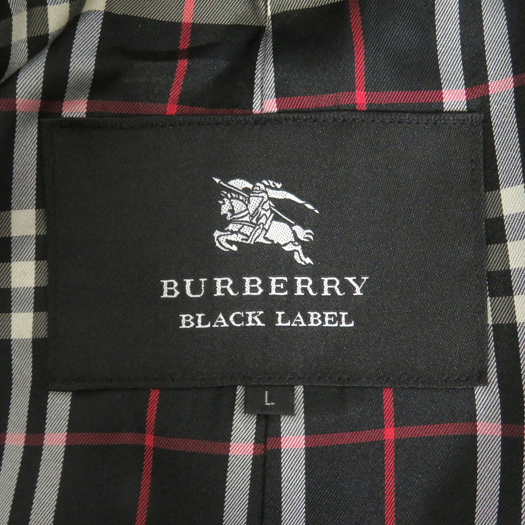 BURBERRY BLACK LABEL(バーバリーブラックレーベル)の【ドンドン見直し】良品 BURBERRY BLACK LABEL バーバリーブラックレーベル 裏チェック柄 ロゴボタン トレンチコート ブラック L 日本製 正規品 メンズ メンズのジャケット/アウター(トレンチコート)の商品写真