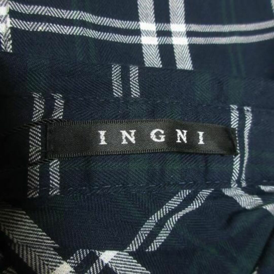 INGNI(イング)のイング シャツ 長袖 チェック コットン M 紺 230126AO12A レディースのトップス(シャツ/ブラウス(長袖/七分))の商品写真