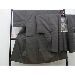 平和屋野田店■男性　本場大島紬　アンサンブル　7マルキ　羽裏：鷹　逸品　n-kg5894