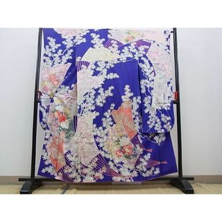 平和屋野田店■豪華振袖　松竹梅扇面草花文　銀彩　逸品　n-kg5839(振袖)