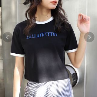 MURUA - MURUA ムルーア リンガーTシャツ ブラック ブルー