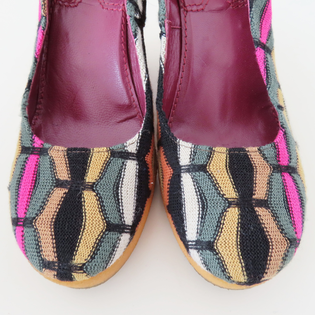 MISSONI(ミッソーニ)のK03 MISSONI ミッソーニ デザイン 総柄 ニット 厚底 サンダル パンプス 37 マルチカラー レディースの靴/シューズ(ハイヒール/パンプス)の商品写真