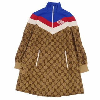 グッチ(Gucci)のグッチ GUCCI ワンピース GGテクニカル ジャージー 総柄 トップス レディース イタリア製 XS ブラウン(ひざ丈ワンピース)