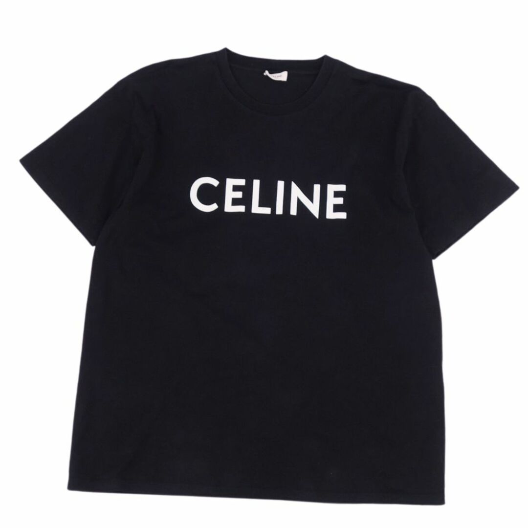 celine(セリーヌ)の美品 セリーヌ CELINE Tシャツ カットソー ショートスリーブ ロゴ コットン トップス メンズ イタリア製 L ブラック メンズのトップス(Tシャツ/カットソー(半袖/袖なし))の商品写真