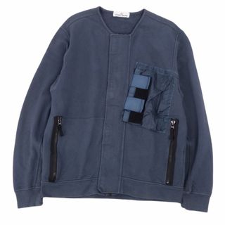 ストーンアイランド(STONE ISLAND)の美品 ストーンアイランド STONE ISLAND スウェット トレーナー ヴィンテージ加工 ジップアップ コットン トップス メンズ イタリア製 L ブルーグレー(スウェット)