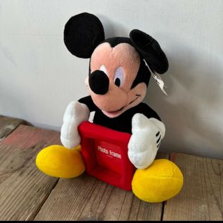 ミッキーマウス(ミッキーマウス)のタグ付き美品ディズニーミッキーマウスフォトフレーム付きぬいぐるみ(キャラクターグッズ)