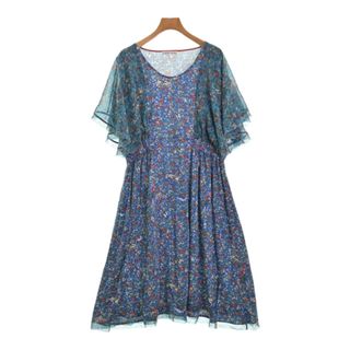 ツモリチサト(TSUMORI CHISATO)のTSUMORI CHISATO ワンピース 2(M位) 青x赤x黄等(花柄) 【古着】【中古】(ひざ丈ワンピース)