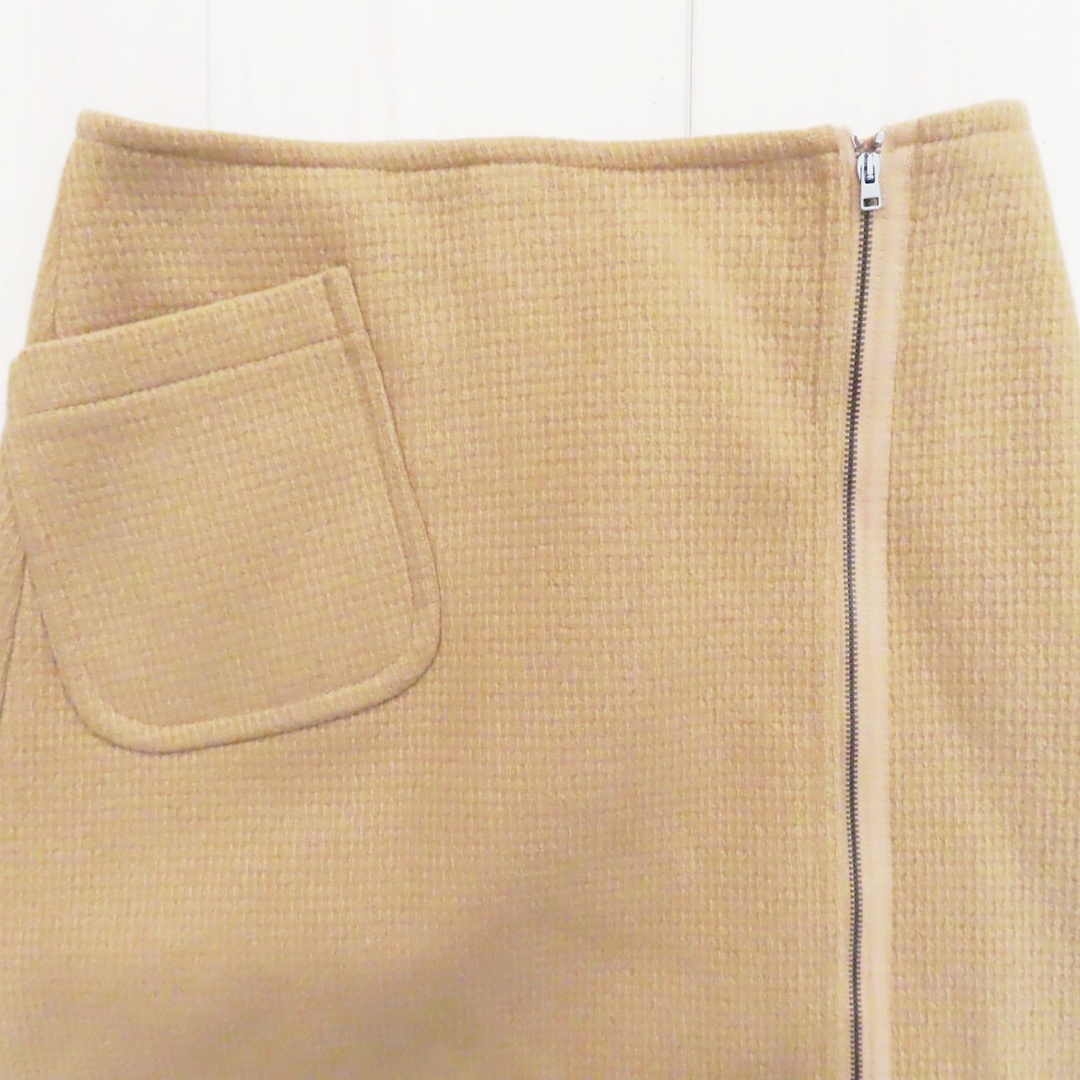 Jil Sander(ジルサンダー)のT03 JIL SANDER NAVY ジルサンダーネイビー  サイドファスナー ウール地 スカート 34 チャ レディースのスカート(ひざ丈スカート)の商品写真