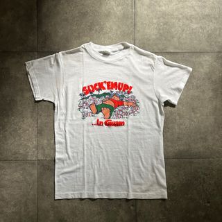 80s ヴィンテージtシャツ USA製 L ホワイト グッドプリント(Tシャツ/カットソー(半袖/袖なし))