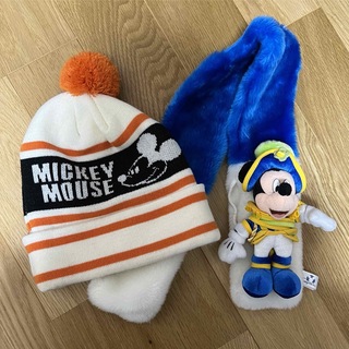 ディズニー(Disney)のDisney 子供用 ミッキーぬいぐるみ付きマフラー おまけのニット帽つき(マフラー/ストール)