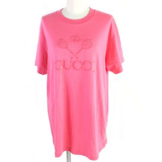 グッチ(Gucci)の極美品 GUCCI グッチ 580968 Tennis コットン100％ インターロッキングG エンブロイダリー カットソー 半袖Ｔシャツ ピンク XS イタリア製 レディース 正規品(Tシャツ(半袖/袖なし))