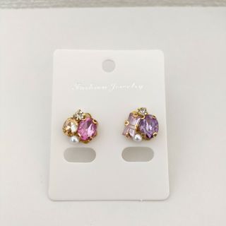 ハンドメイド ビジュー 樹脂ピアス ラベンダー レジン(ピアス)