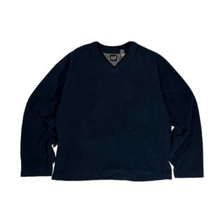 old gap v neck fleece pullover navy