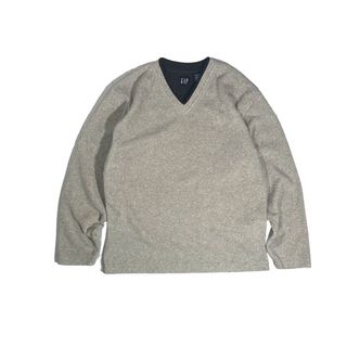 old gap v neck fleece pullover oatmeal