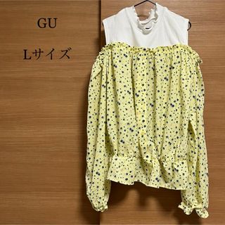 ジーユー(GU)のGU/肩出し花柄トップス/Lサイズ(Tシャツ/カットソー)