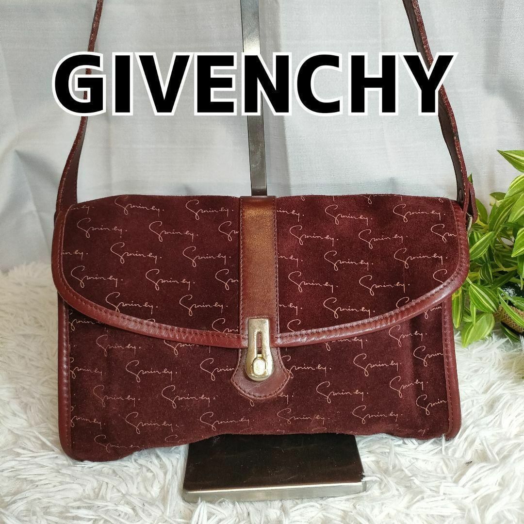 GIVENCHY(ジバンシィ)のジバンシー ショルダーバッグ ロゴ ボルドー GIVENCHY バッグ 金金具 レディースのバッグ(ショルダーバッグ)の商品写真