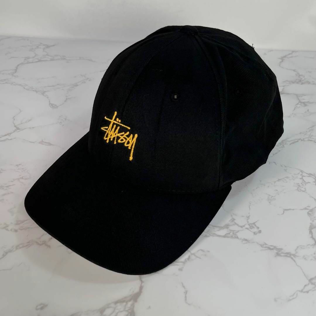 STUSSY(ステューシー)の【90s・紺タグ】OLD STUSSY HATS キャップ　帽子　ロゴ刺繍　黒 メンズの帽子(キャップ)の商品写真