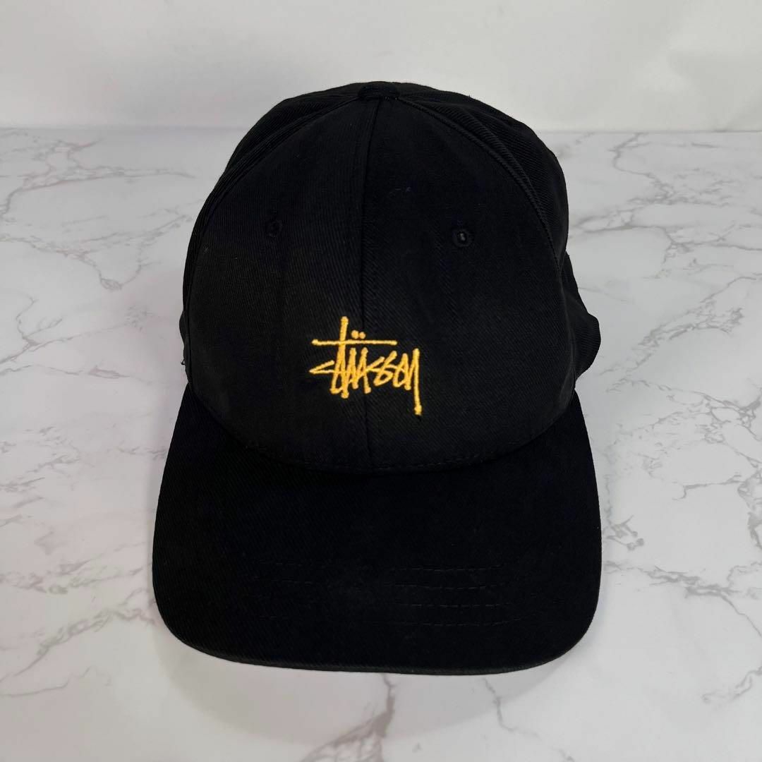 STUSSY(ステューシー)の【90s・紺タグ】OLD STUSSY HATS キャップ　帽子　ロゴ刺繍　黒 メンズの帽子(キャップ)の商品写真